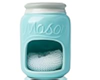 Ceramic Sponge Holder – Aqua Blue Farmhouse Sink Caddy – Mason Jar Kitchen Accessory – Includes Free Sponge