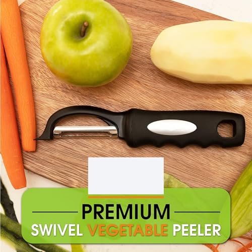 Image of Stainless Steel Vegetable Peeler with Ergonomic Soft-Grip Handle - Easy-Peel Y-Type & Straight Blade, Rust-Resistant Kitchen Tool for Carrot, Potato, Cucumber & Fruit