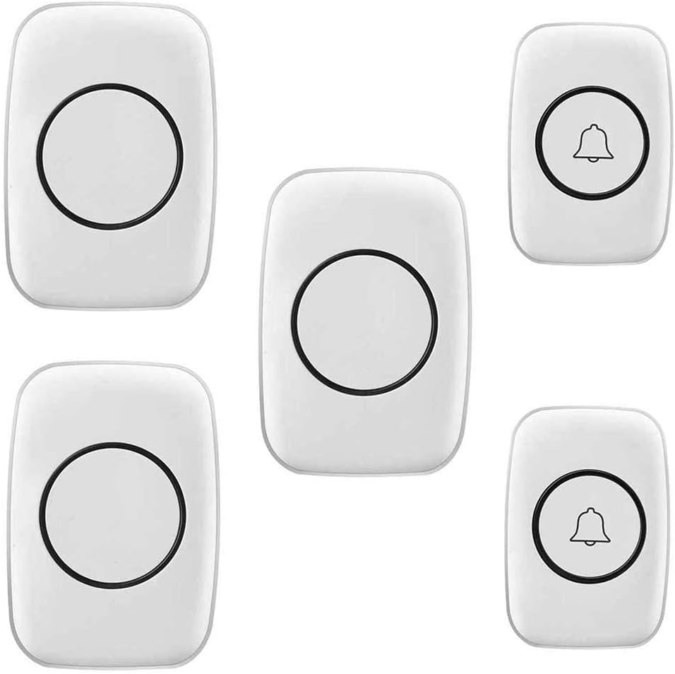 Wireless Doorbell Waterproof, Long Distance Barrier-Free 300 Meters Wall Plug-in Cordless Doorbell 3 Receivers 2 Transmitters / 36 Music Melody/Ac,White,Black,White