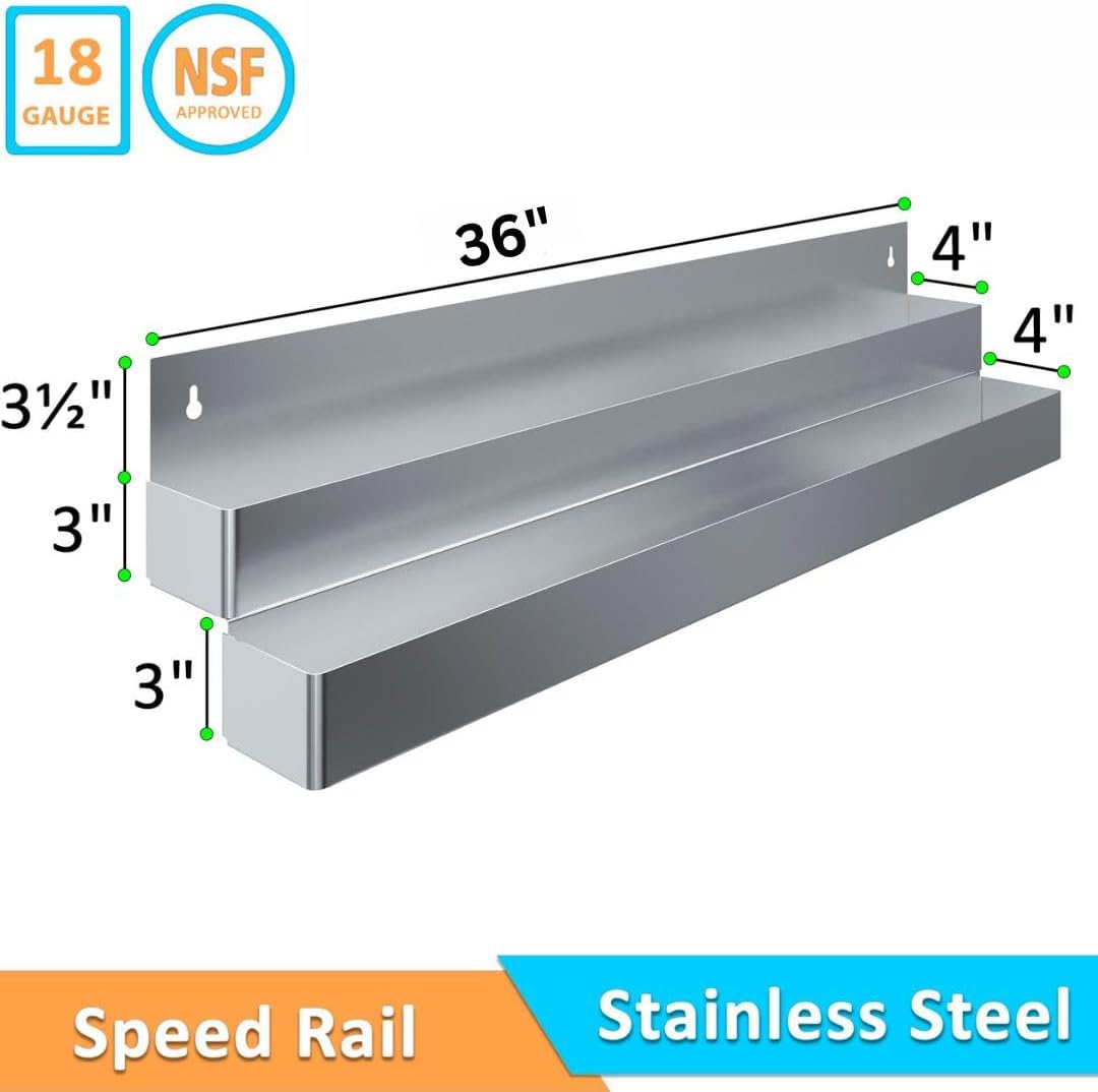 Stainless Steel Speed Rail – 36" Double Bottle Rack for Bars, Restaurants & Foodservice | Dual-Line Underbar Organizer Speed Rails Made up of Stainless Steel (36" Double Rail)