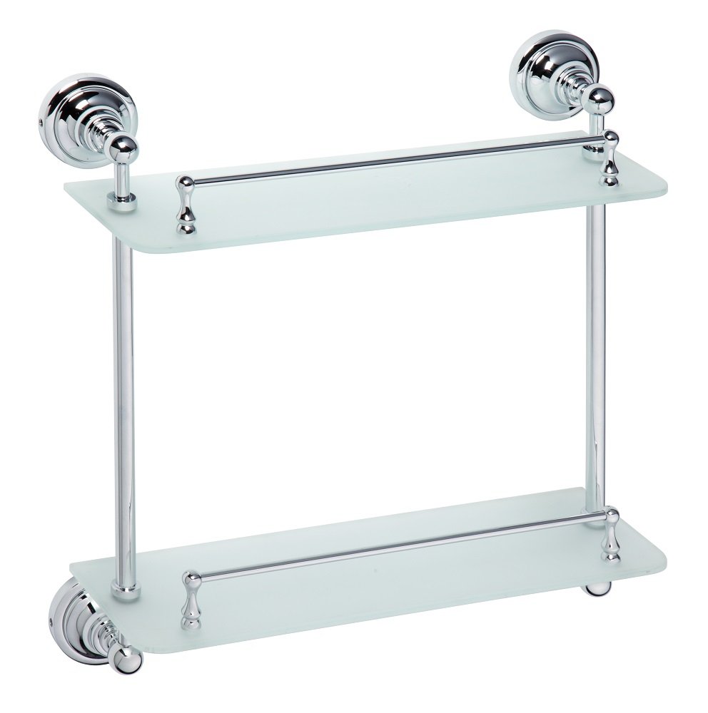 BEMETA Etagère, Tablette en Verre Double Retro en Chrome 40x42x12 cm