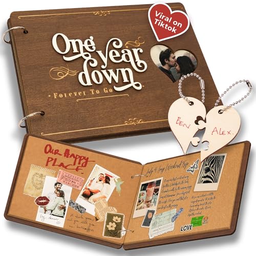 Stofinity Regalo de 1 año para novios, papel para él, álbum de recortes de aniversario de 1 año Stofinity Regalo de 1 año para novios, papel para él, álbum de recortes de aniversario de 1 año