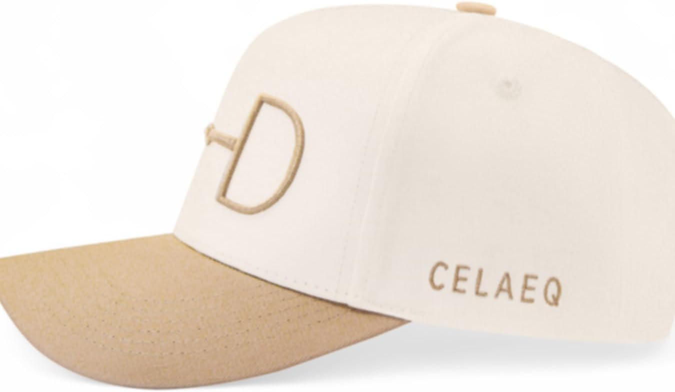 Vintage Canvas Snapback Hat – Women's Adjustable 2 Tone Cap with 3D Embroidery- Snaffle Bit - Equestrian