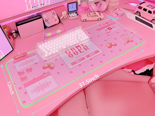 JMIYAV Pink RGB Gaming Mouse Pad