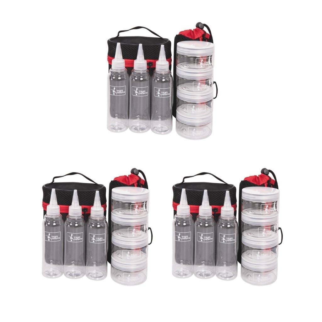 Juego de 3 tarros de especias portátiles para camping, almacenamiento de salsa, organizador para picnic, estilo A
