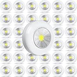 Macarrie 36 Pcs Push Tap Light 2.68' Mini Night Touch LED Puck Lamp Wireless Portable Under Cabinet 60 Lumens Battery Operated Stick on Lights for Counter Wall Closet Kitchen (White)