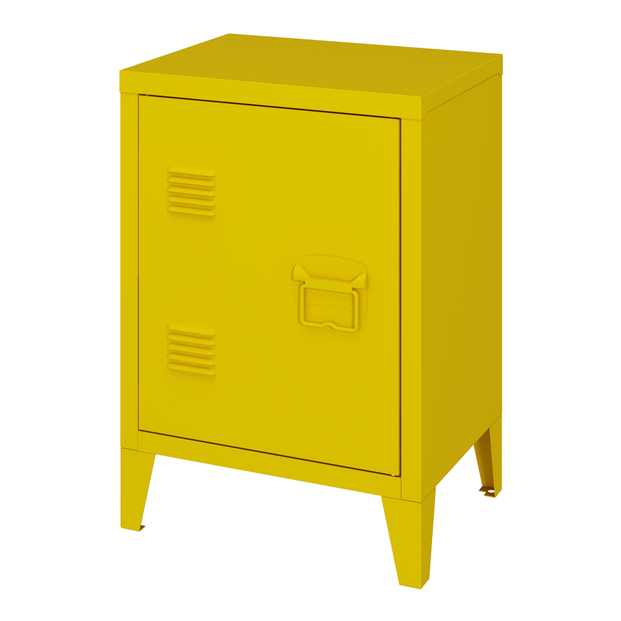 [en.casa] Comodino in Acciaio con Scomparto Chiuso con Anta Maniglia a Destra Tavolino Laterale da Divano Mobiletto Notturno Tavolino Basso da Ingresso 57x40x30 cm Giallo
