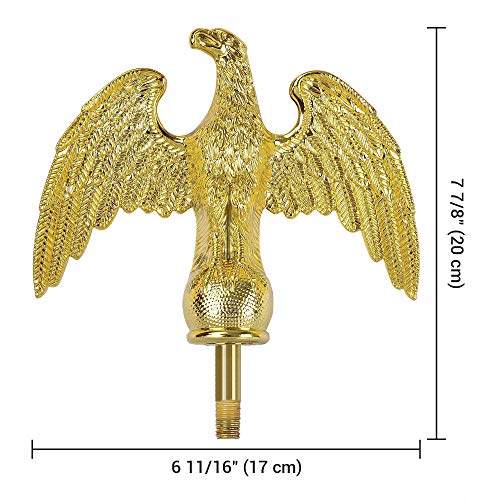 Yeshom Handcrafted Gold Eagle Finial Flagpole Plastic Top for 20'/25'/30' Telescopic Outdoor Yard Garden Flag Pole - Thumbnail 6