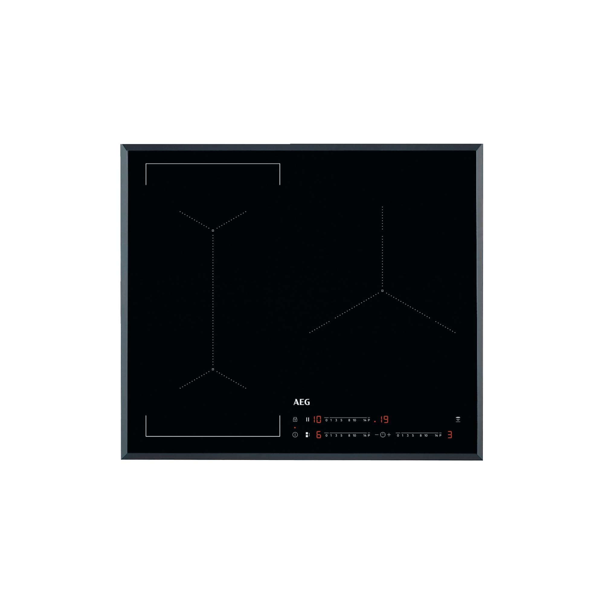 AEG IKE63441FB Flexible induction hob, bevelled, extra flat 3 zones, Pause function, Fast heating, Automatic connection system, Dual zone bridge function, Black, 60 cm