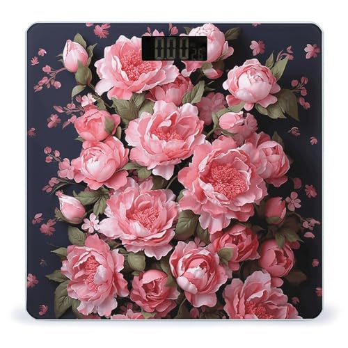 Báscula digital Peony Flowers para baño 26x26 cm vidrio templado miniatura 1