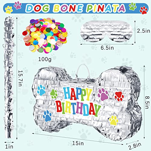 3D 15.7 Inch Pinatas For Birthday Party Colorful Pinata With Stick, Blindfold, Confetti For Kids Girls Boys Birthday Baby Shower Party Supplies (Dog Bone) #TOP1