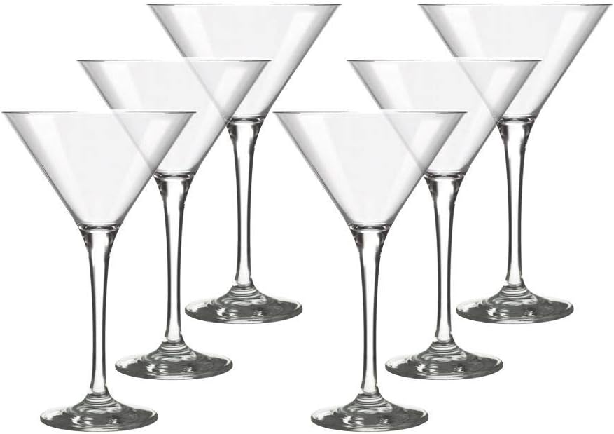 Nadir Windsor Martini Glass Set, 250ml, Set of 6, Transparent