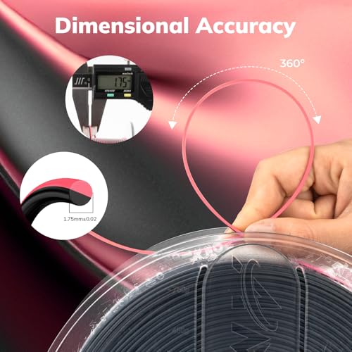 Image of AMOLEN Silk PLA 3D Printer Filament, Dual Color Pink Black PLA 1.75mm, Shiny Color Change Filament 3D Printing PLA Filament for Most FDM 3D Printer, 1kg Spool(2.2lbs)