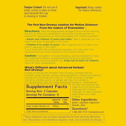 Advanced Herbals with Natural Ginger for Nausea Relief, 18 Capsules, 2 Pack - image 7