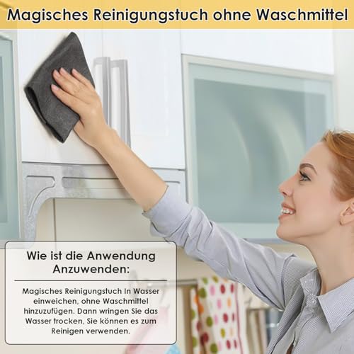 10 Stück Verdicktes Magisches Reinigungstuch Wiederverwendbaren Mikrofasertücher,Putzlappen Putztücher Streifenfreie,Pro Clean magisches reinigungstuch für Küchen Badezimmer,Fenster,Glas,Autos