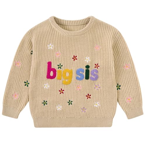 UNICOMIDEA Toddler Baby Girl Big Sister Knit Sweater Little Sister