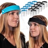 Salon World Safety Face Shields (100-Black & 100 Blue) - Ultra Clear Protective Full Face Shields to Protect Eyes, Nose and Mouth - Anti-Fog PET Plastic, Elastic Headband - Sanitary Droplet Guard