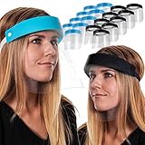 Salon World Safety Face Shields (100-Black & 100 Blue) - Ultra Clear Protective Full Face Shields to Protect Eyes, Nose and Mouth - Anti-Fog PET Plastic, Elastic Headband - Sanitary Droplet Guard