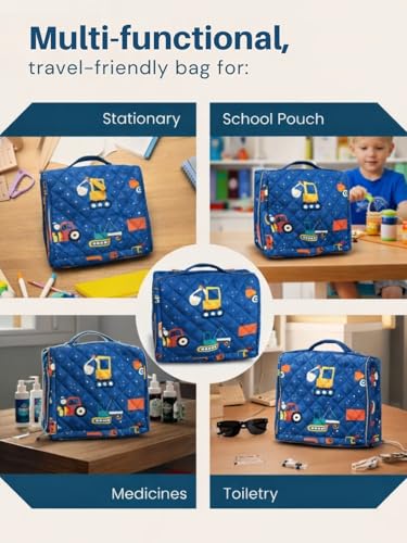 Image of Foldable Travel Kit | Multipurpose All-in-One Compact, Durable, Lightweight, Waterproof, Bag | Travel Friendly Pouch Ideal for Diaper, Medicines, Accessory & Toiletry (Transport Print)