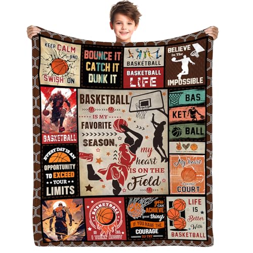 Yasrlvun Basketball Gifts for Boys 152x127CM Basketball Throw Blanket Fathers Day Christmas Funny Basketballs Gifts for Son Grandson