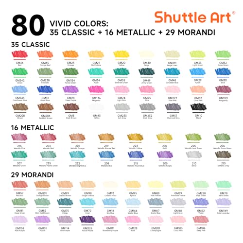 Image of Shuttle Art 80 Colors Dual Tip Acrylic Paint Markers, Brush Tip and Fine Tip Acrylic Paint Pens for Rock, Ceramic, Wood, Canvas, Plastic, Glass, Stone, Calligraphy, Card Making, DIY Football Crafts