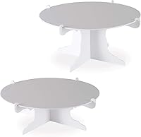 Beistle 2-Pack White Cake Stands 12.5" Tiered Cupcake Holders for Weddings, Birthdays, Baby Showers - 4" & 6" Heights