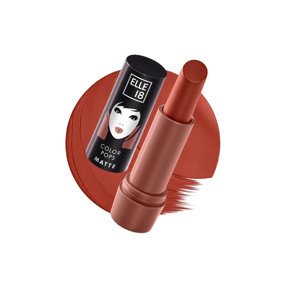 Elle 18 Color Pops Matte, Nude Trip, Matte Finish, Moisturising Bullet Lipstick, Infused with Shea Butter and Jojoba Oil| 4.3g-image-19