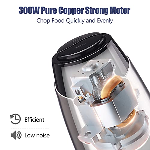 Homeleader Electric Food Chopper, 300W Stainless Steel Blade, Food Processor with 2L Glass Bowl, 2S Fast Shredding for Meat, Vegetables, Fruits and Nuts, Dishwasher Safe, Quiet Motor with 4 Blades - Thumbnail 5
