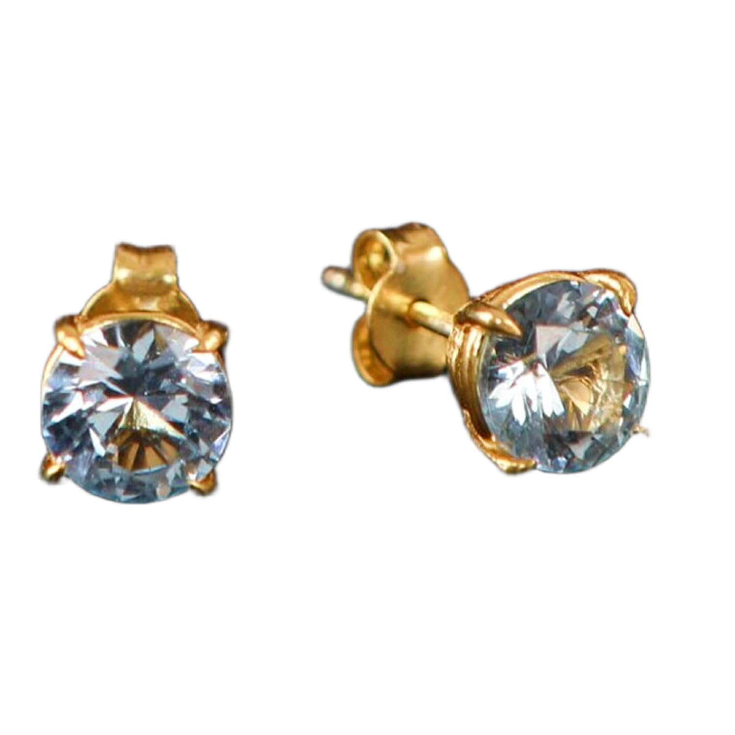 Aigue-marine naturelle et boucles d'oreilles argent 925 d'exception