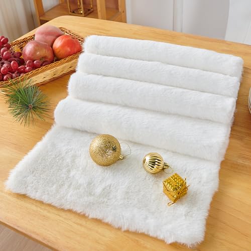 White Faux Fur Table Runner, Christmas Runners for Dinning Table Decoration by MeiSan - Used condition - Image 2