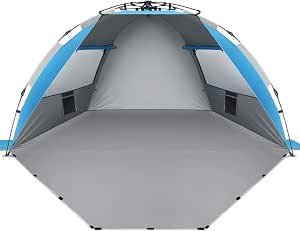Oileus X-Large 4-Person UV Beach Tent with Sand Pockets, Blue