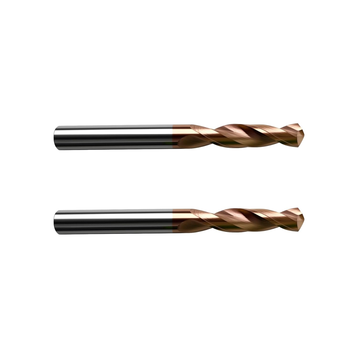 2Pcs 1/4" Carbide Drill Bit, Metal Drill Bits with TISIN Coated and 2 Flute, Solid Carbide Drill Bit Set for Stainless Steel Hardened Steel Cast Iron Alloy Copper