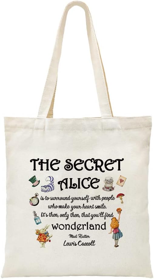 ZHANTUONE Fairy Tale Funny Canvas Large Shopping Capacity Grocery Tote Bag, Reusable with Zipper Inner Pockets, Gifts for Bestie Friends Coworker, Movie Lover Fairy Tale Fans