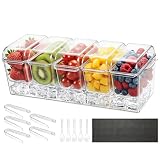 VEVOR Contenedor de Ingredientes de PET, 5 Compartimentos Separados con Tapa, Recipiente para Ingredientes para Frutas y Verduras, Cajas de Condimentos para Bufés, Restaurantes, Hoteles, Cocinas