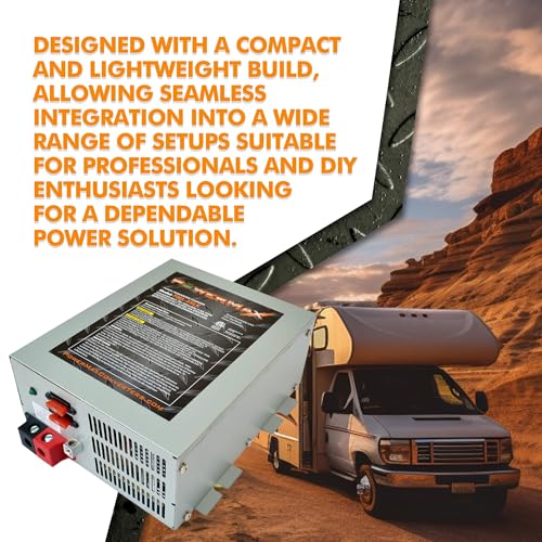 Image of PowerMax PM4 45A RV Converter | 45 Amp 12V Power Converter with a Built-in 3-Stage Smart Battery Charger | AC to DC Power Supply | Lithium Compatible | Adjustable Output 13.5VDC