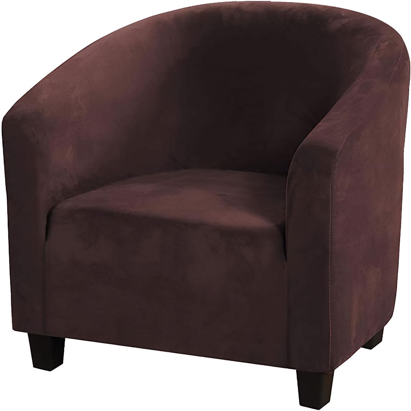 Velvet Tub Chair Slipcover, High Stretch Club Chair Covers Washable Armchair Sofa Couch Covers Slipcovers Furniture Protectors for Dining Living Room Office(Coffee, Velvet)