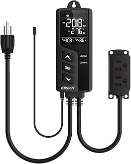Elitech STC-1000 Non-WiFi Temperature Controller 2-Stage Outlet Thermostat LCD Screen Heating and Cooling Mode for Reptile Aquarium Carboy Homebrew Seed with Temp Sensor 23-158°F 1100W 110V 10A