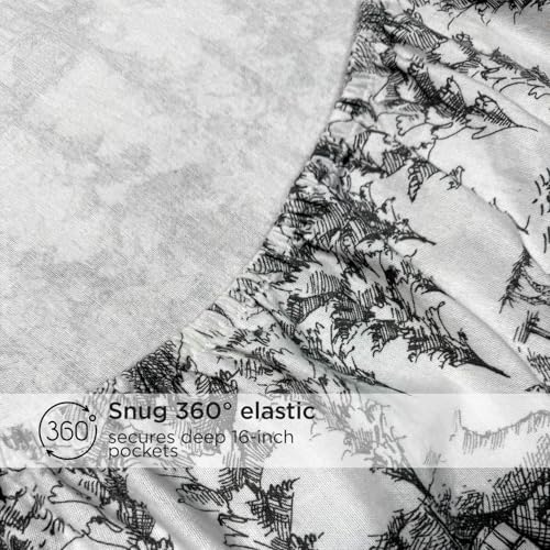 Image of Briarwood Home Printed Flannel Sheet Set, 100% Natural Cotton, Soft, Warm & Deep Pocket, Advanced Nano-Tech Resistance to Pilling, Brushed 6 Times for Softness, Grey Sylvania, Twin, 3 Piece