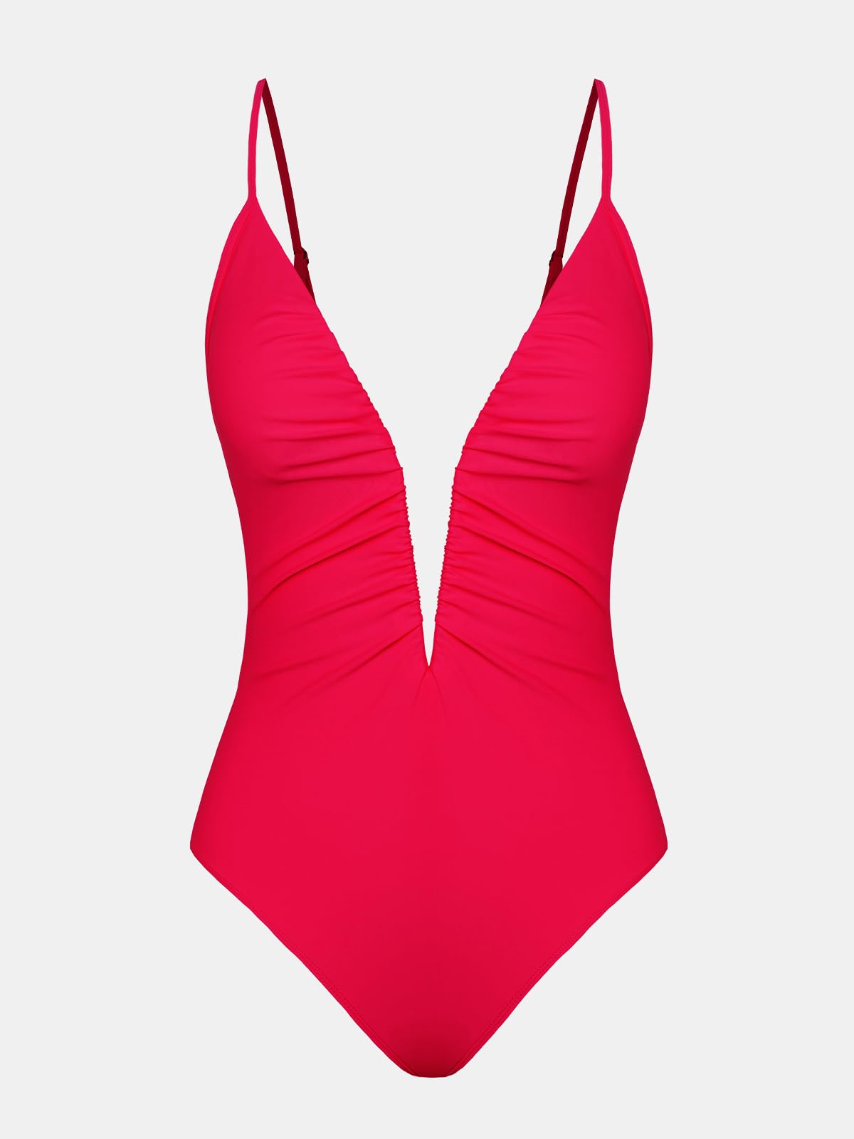 CUPSHE Traje de baño de una pieza para mujer, con escote en V profundo, push up, control de abdomen, retro, adelgazante, fruncido