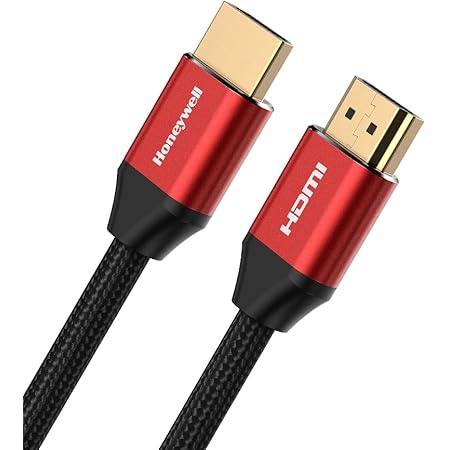 Honeywell HDMI Cable 2.1 with Ethernet, 8k@60Hz UHD Resolution, 3 Mtr, 48 GBPS Transmission Ultra High Speed, Dolby DTS, 3D, Male-to-Male, Compatible with All HDMI-Enabled Devices