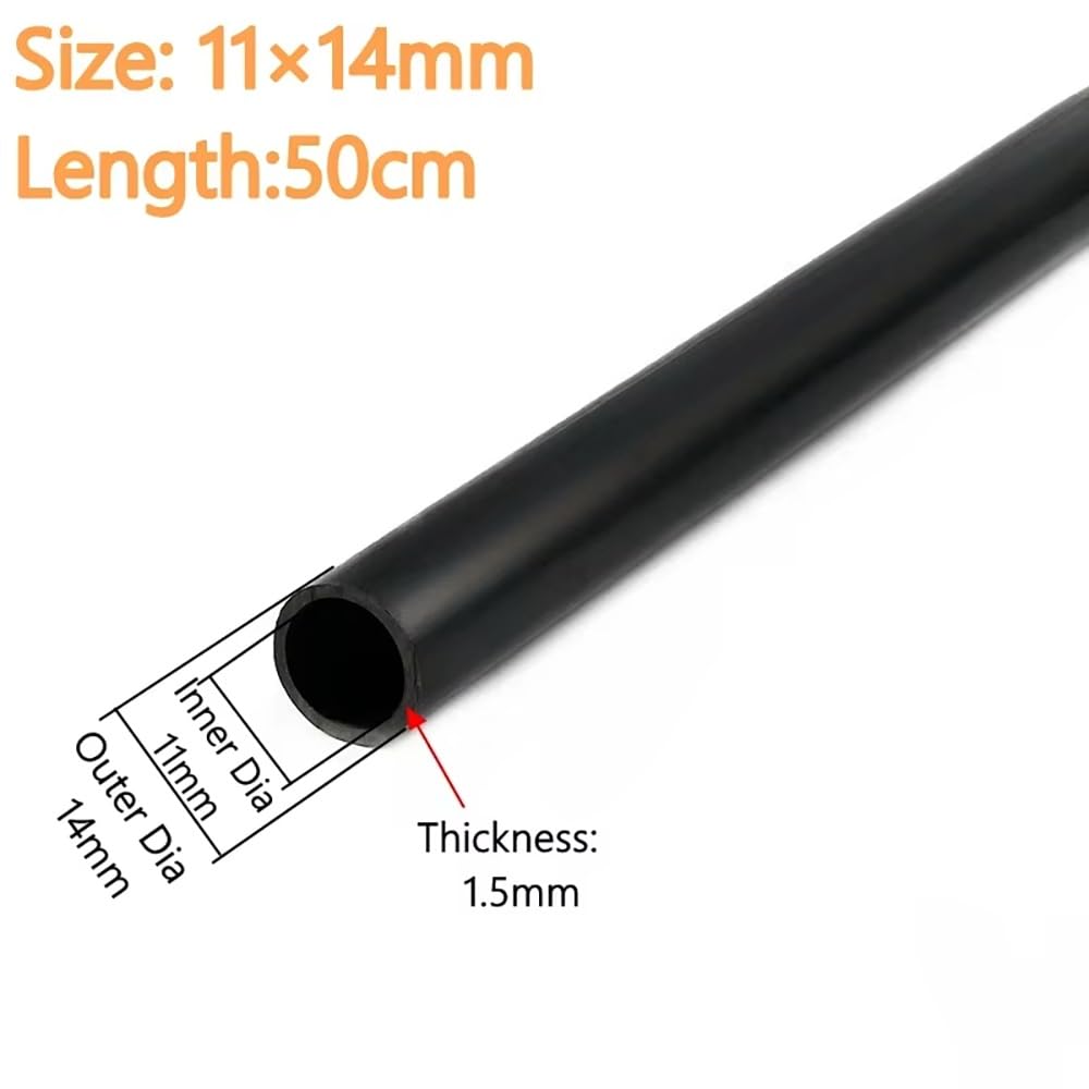 Tubo in PVC nero da 3 a 8 pezzi for acquari, irrigazione da giardino e progetti fai da te - lunghezza 50 cm, diametro esterno 5-19 mm, diametro interno 2-16 mm(3Pcsx11mmx14mm)