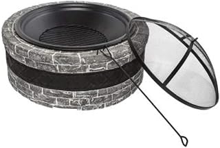 Fire pits 35" Fire Pit Outdoor Large Steel Wood Burning Decoration Fire Pits Bowl BBQ Grill Firepit for Backyard Garden Camping Bonfire Patio Fire Pit