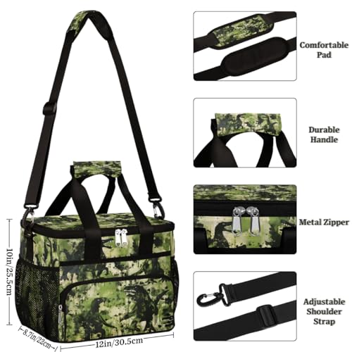 Dinosaur Insulated Picnic Backpack Lunch Box for Women Men Picnic Basket Tote Lunch Bag Picnic Bag Portable Lunch Bags for Picnic, Beach, Work, Trip,Office, Camp Camouflage Dinosaur