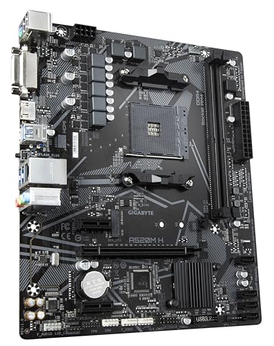 GIGABYTE Carte mère A520M H Prend en charge les processeurs AMD Ryzen série 5000 AM4 VRM numérique pur 4+3 phases jusqu'à 5100 MHz DDR4 OC PCIe 3.0 x4 .2 LAN GbE USB 3.2 Gen 1 Neuf - vue 4