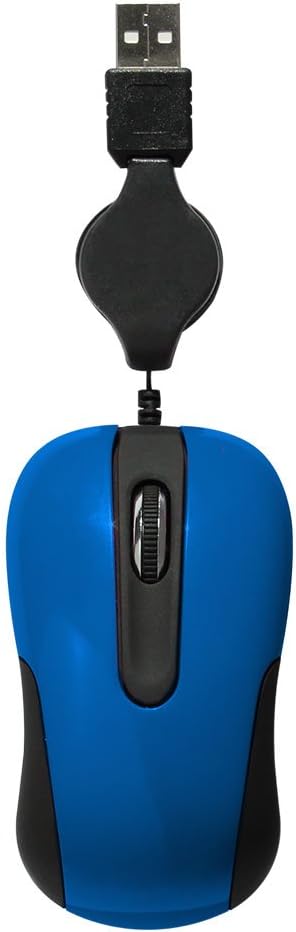 5079 Mini Retractable Cable Wired USB Optical Mouse for for Laptop (Dark Blue)