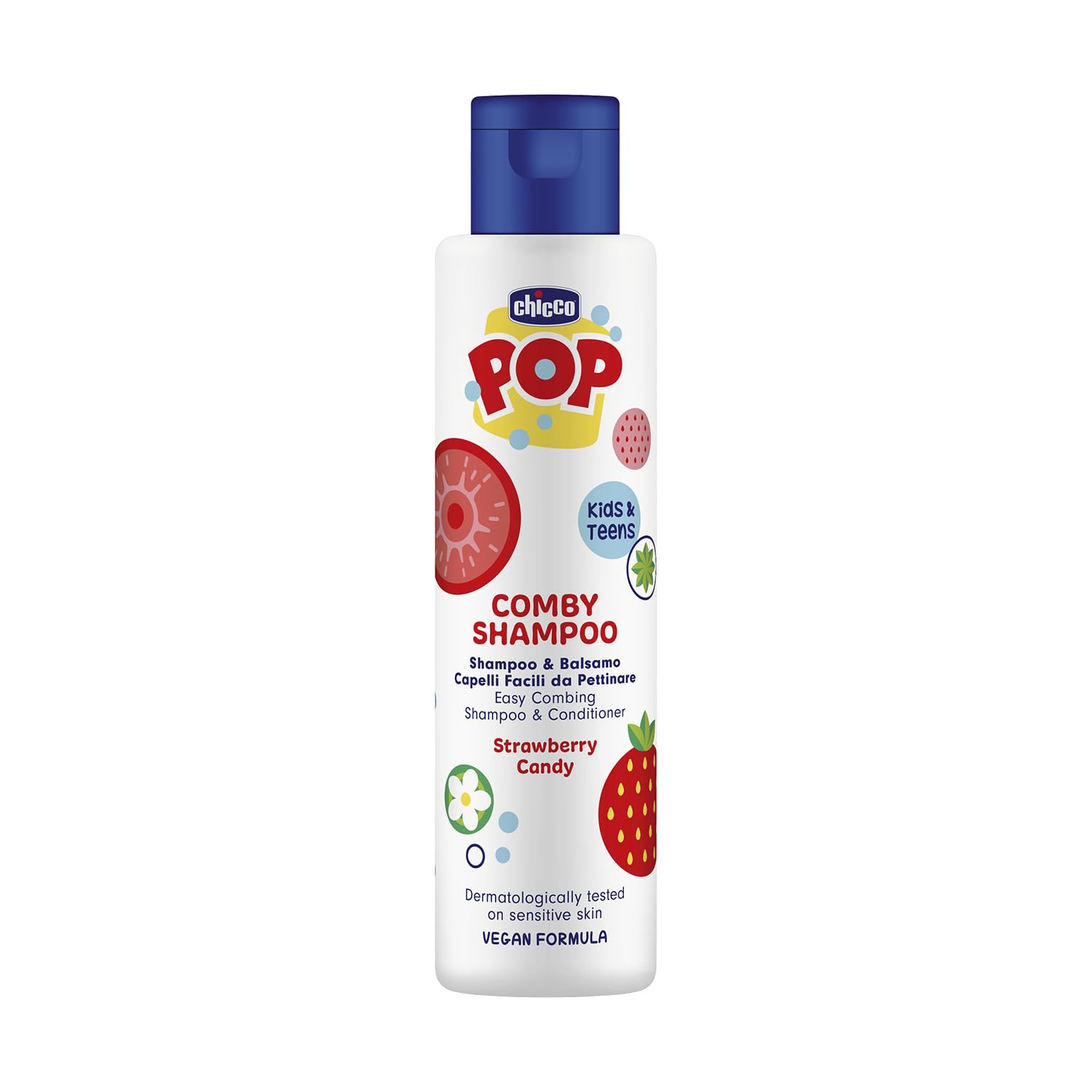 Chicco POP Strawberry 2 in 1 Comby Shampoo & Conditioner for Kids & Teens (6+ Years), 250 ml, Dermatologically Tested, Vegan Formula-image-24
