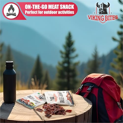 Viking Bites Beef Jerky Teriyaki 400g (8 x 50g) – Getrocknetes Rindfleisch – Fleischsnack mit hohem Proteingehalt
