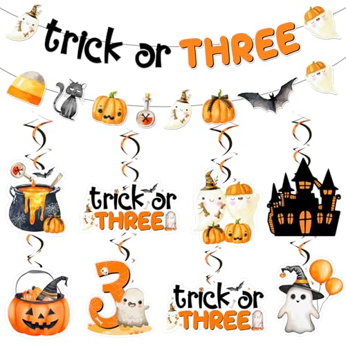 Déco Halloween 3 ans : Guirlande citrouille et tourbillons Boo pour anniversaire enfant