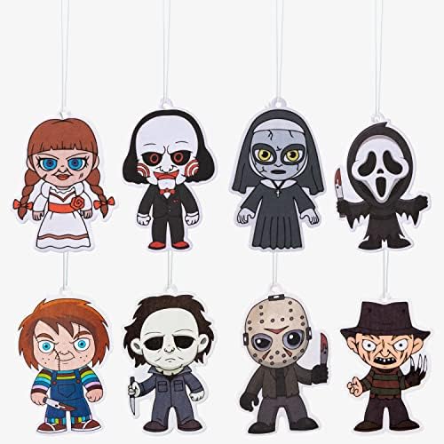 8Pcs Classic Horror Characters Car Air Fresheners Incense Chips Scented Ornament,Car Rearview Mirror Pendant Scary Movie Figure Hanging Ornament Vent Decoration for Horror Movie Lovers Party