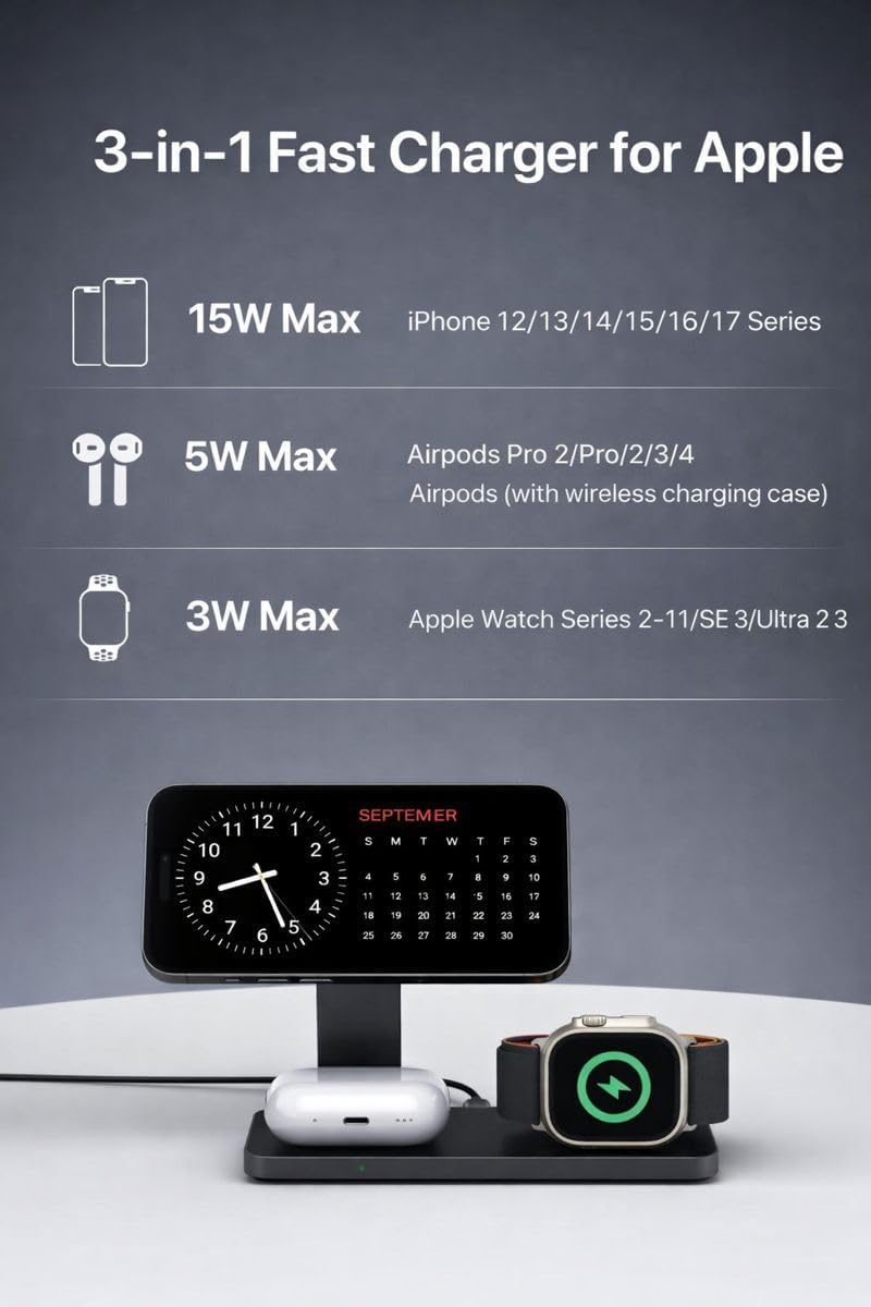 3-in-1 Charging Station Apple Device 17e/17/16/15/14/13/12/11 Series, Apple Watch Series 9/8/7/6/SE/Ultra, AirPods Pro 3/2, Fast Charger with 18W Adapter for Desk and Nightstand 3 511BR3oWjmL. AC SL1200